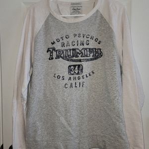 Mens Lucky Brand Grey Label Runyon Raglan Triumph Long Sleeve Crew Neck  Size L